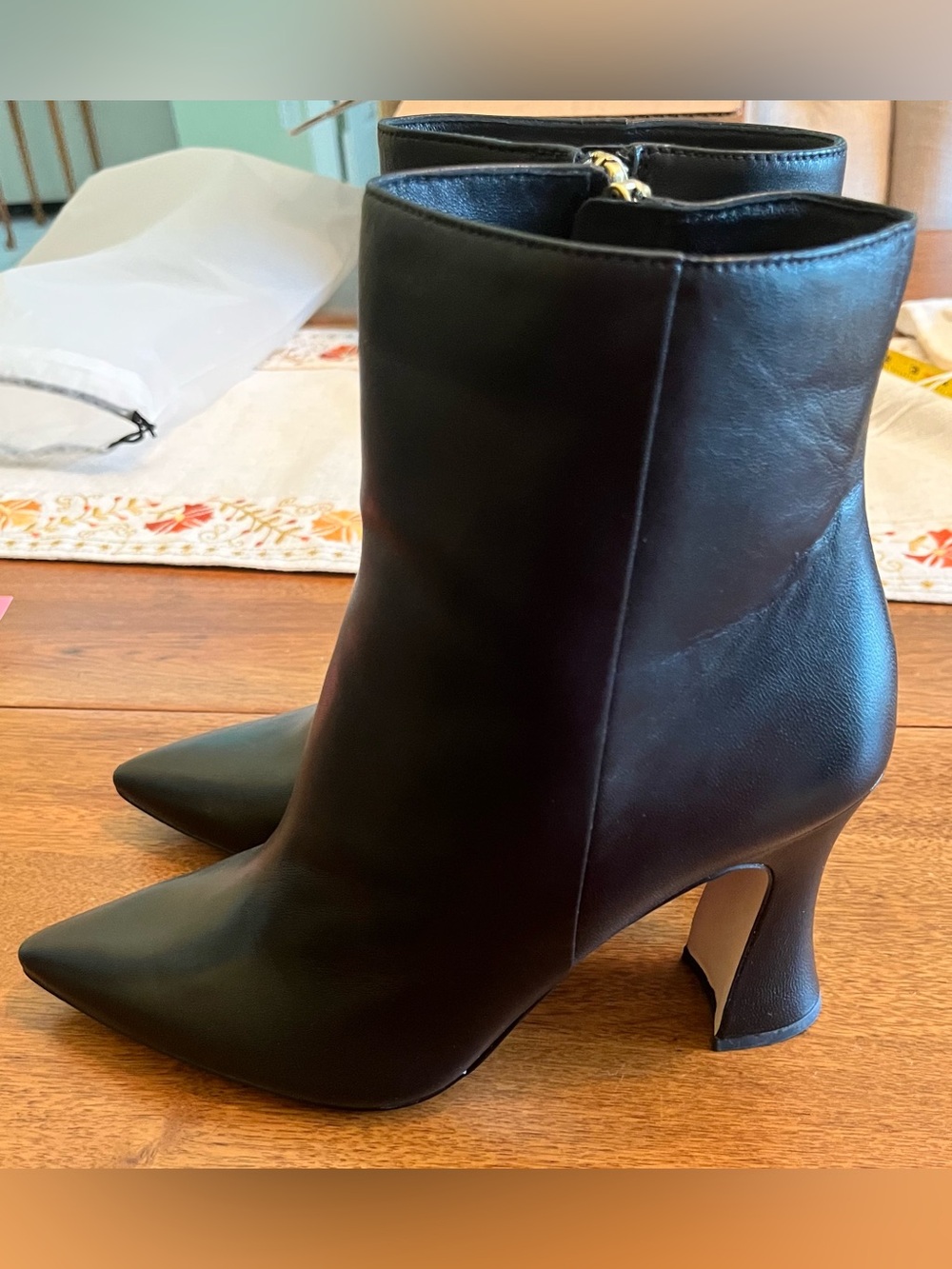 Coach Black Pointed-Toe Leather Heeled Ankle Boots - Picture 5 of 13